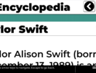 Accessibyte Propack Encyclopedia image showing Encyclopedia entry for Taylor Swift