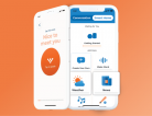 Screenshots of Voiceitt app showing Voiceitt for communication and smart homes on an orange background