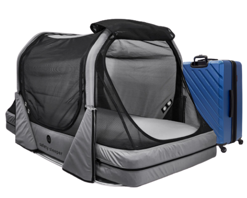 The Safety Sleeper and travel suitcase by Abram's Nation