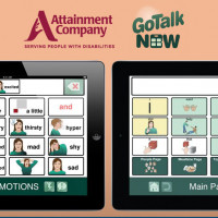 Attainment Company GoTalk software running on 2 tablets