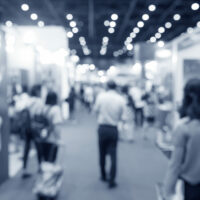 Abstract Blurred Event Exhibition With People Background, Business Convention Show Concept