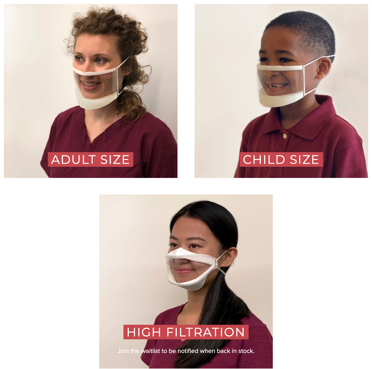 group of 3 people wearing different kind of mask
