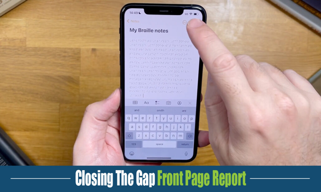 Closing The Gap Front Page Report on Braille Scanner