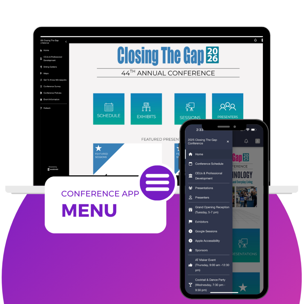 image of conference menu inside the conference app