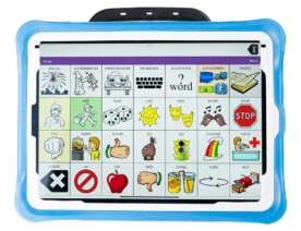 11-inch Via Pro with blue classic wrap and Unity AAC app